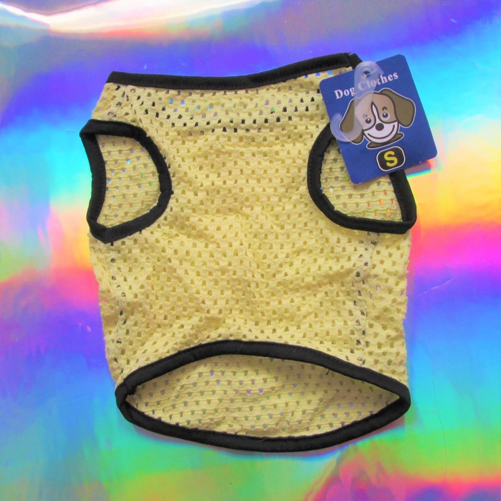 NEW stretch yellow dog clothes shirt size small